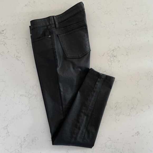 Eileen Fisher 5 Pocket Sleek Coated Waxed Organic Cotton Skinny Jeans Black 8 - Picture 13 of 13